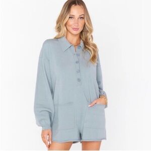 Show Me Your MuMu Light Blue Sweater Romper